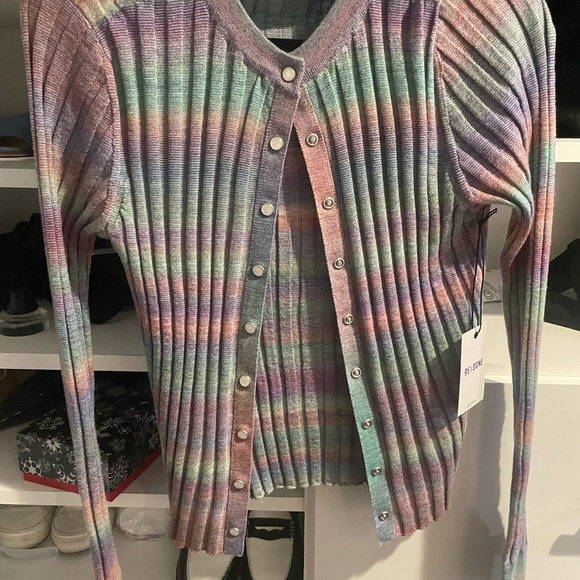 RE/DONE POOR BOY SLIM RIBBED KNIT WOOL CARDIGAN MED NWT $395 - Picture 5 of 7